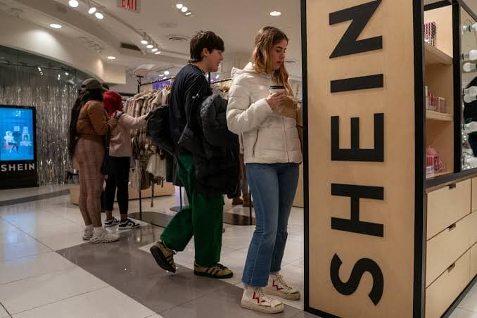 Shein fast fashion models and the company’s labor, safety, copyright and environmental controversies.